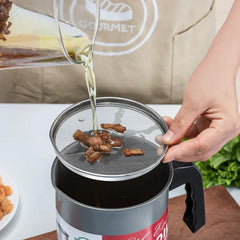 Stainless Steel Oil Filter Pot with Strainer and Lid
