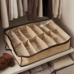 Set of 12 Stackable Shoe Storage Boxes with Transparent Front Cover