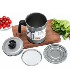 Stainless Steel Oil Filter Pot with Strainer and Lid